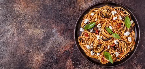 Pasta alla Norma - traditional Italian food.