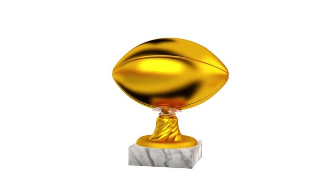 American Football Gold Trophy with Marble Bases in Infinite Rotation