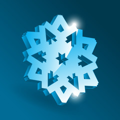 Vector Isometric Snowflake Icon with Various Perspective Shapes