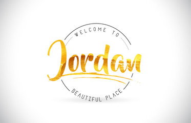 Jordan Welcome To Word Text with Handwritten Font and Golden Texture Design.