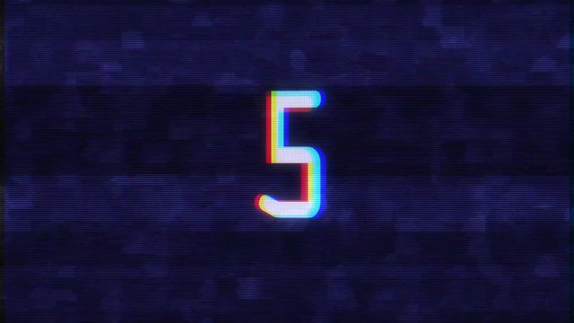 colorful glitch countdown from 10 to 1 interference moise blue background numbers animation new dynamic holiday joyful techno video footage