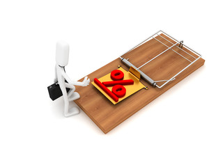 Businessman and mouse trap - conceptual image
