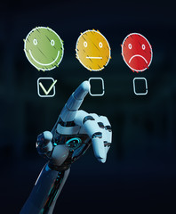 White cyborg using thin line customer satisfaction rating