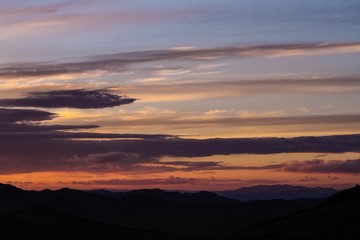 Sunset over Mongolian mountains