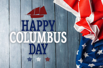 Happy Columbus day banner, american patriotic background