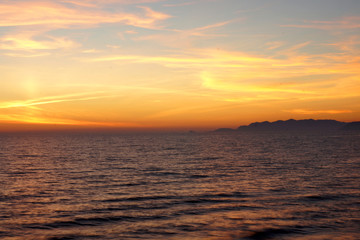 sunset on the sea in italy