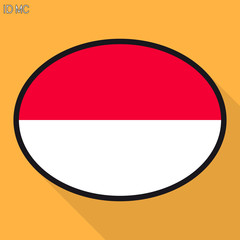 Indonesia, Monaco flag speech bubble, social media communication sign, flat business oval icon.