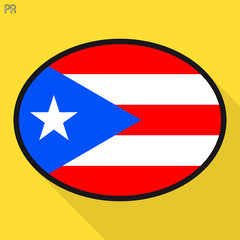 Puerto Rico flag speech bubble, social media communication sign, flat business oval icon.