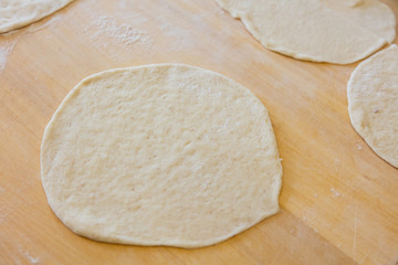 Raw round dough