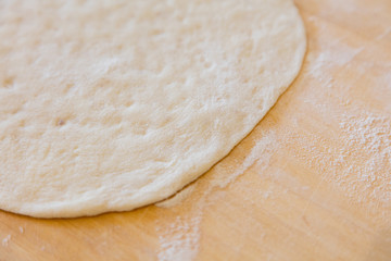 Raw round dough