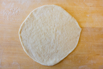 Raw round dough