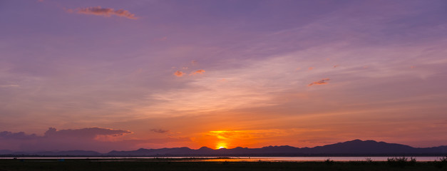 Sunset on the lake , nature background