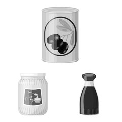 Vector illustration of can and food icon. Collection of can and package stock symbol for web.