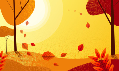 Fototapeta na wymiar Golden autumn background with beautiful landscape.