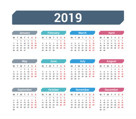 2019 Calendar