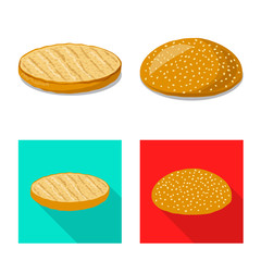Vector illustration of burger and sandwich symbol. Set of burger and slice vector icon for stock.