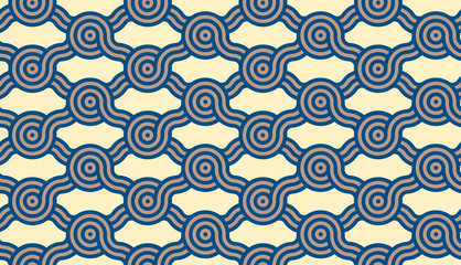 asian style lattice grid seamless pattern in ivory and blue