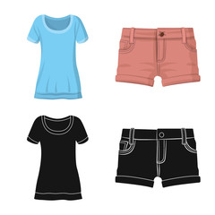 Vector illustration of woman and clothing icon. Collection of woman and wear stock symbol for web.