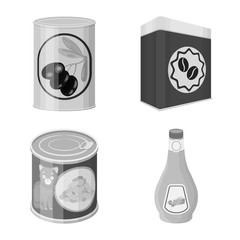 Vector illustration of can and food logo. Collection of can and package stock vector illustration.