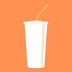 coffee plastic cup  vector illustration flat style front 