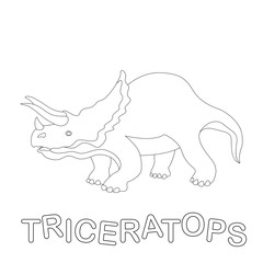 triceratops dinosaur  vector illustration  coloring book  profile 