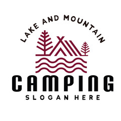 Hipster Mountain and Camping Logo Inspiration Vector