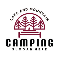 Naklejka premium Hipster Mountain and Camping Logo Inspiration Vector
