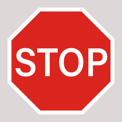 red stop sign vector illustration flat style front 