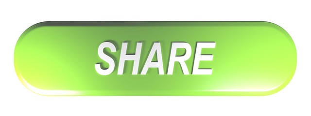 Green rounded rectangle push button SHARE - 3D rendering