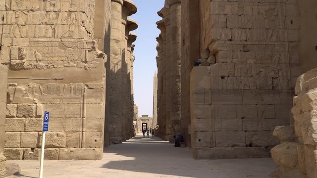Karnak Temple in Luxor, Egypt. The Karnak Temple Complex, commonly known as Karnak, comprises a vast mix of decayed temples, chapels, pylons, and other buildings in Egypt.