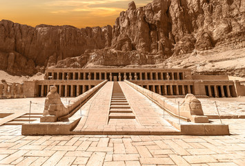 The Mortuary Temple of Hatshepsut, also known as the Djeser-Djeseru. Built for the Eighteenth...