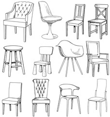 set of sketch of chair
