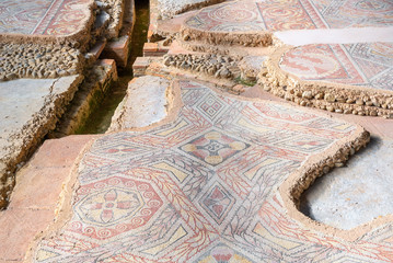 Mosaic decoration of the ancient roman village of La Olmeda, Palencia, Spain