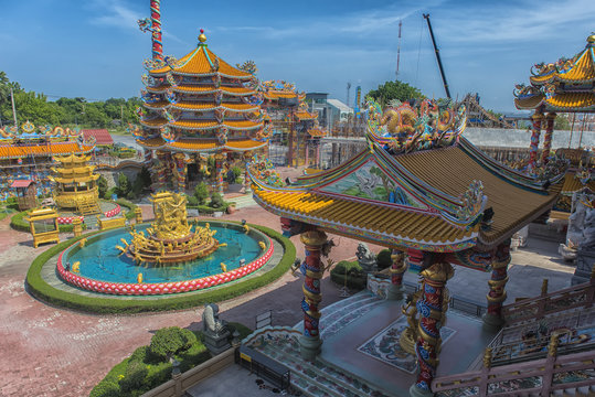 Chinese temple art in Ang Sila, Chonburi, Thailand also known as Wihan Thep Sathit Phra Kitti Chaloem / Chinese temple in Ang Sila, Chonburi, Thailand/Chinese temple in Ang Sila, Chonburi, Thailand