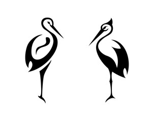 Abstract silhouette of storks. Logo for the company