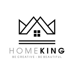 Royal / Crown / King Real Estate Line art Logo Design Inspiration Vector