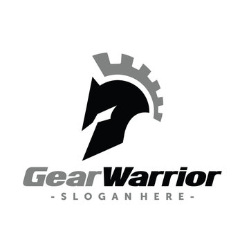 Spartan Warrior Gear Machine Logo Inspiration Vector