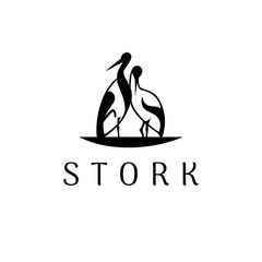 Abstract silhouette of storks. Logo for the company