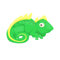 Iguana cartoon lizard animal character green reptile vector illustration.