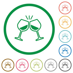 Toasting with wine flat icons with outlines