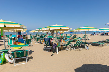 Beach of Roseto degli Abruzzi, Abruzzo, Italy. Roseto degli Abruzzi is also known as the 'Lido...