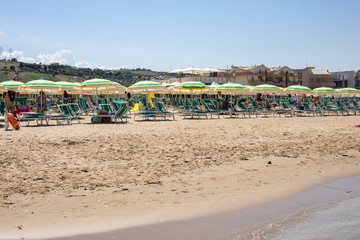 Beach of Roseto degli Abruzzi, Abruzzo, Italy. Roseto degli Abruzzi is also known as the 'Lido...