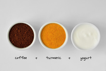 Homemade face mask made out of coffee, turmeric and yogurt
