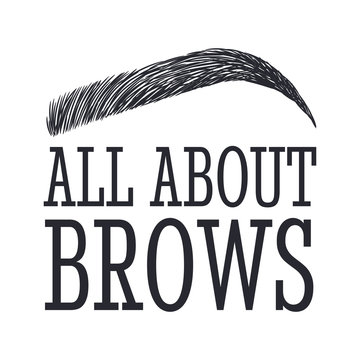 All About Brows. Text and eyebrow. Logo for brow bar
