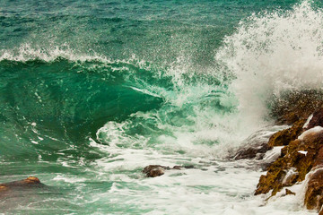 Sea tide in stormy weather, natural outdoor background