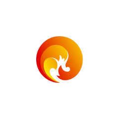 Vector Orange fire logo. Emblem flames isolated on white background