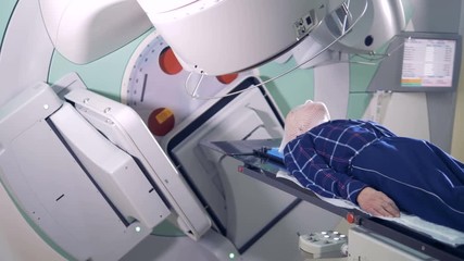 Radiotherapy process held on a male patient