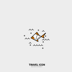 Logotype template with fish. Isolated on background and easy to use. Clean and minimalistic symbol. Ocean concept.