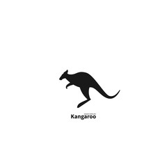 Silhouette of a jumping kangaroo. Simple logo for the reserve