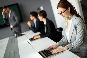 Business people conference in modern meeting room